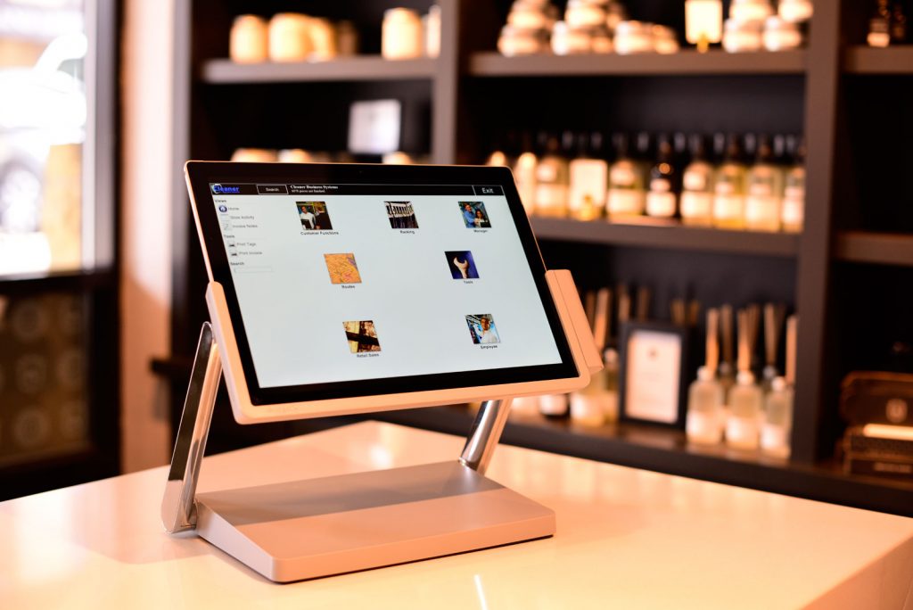 A Microsoft surface tablet running the CBS software